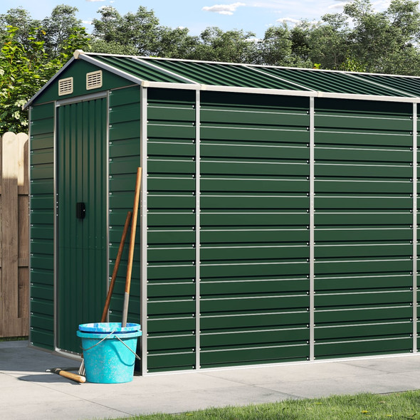 vidaXL Garden Shed Green 191x640x198 cm Galvanised Steel