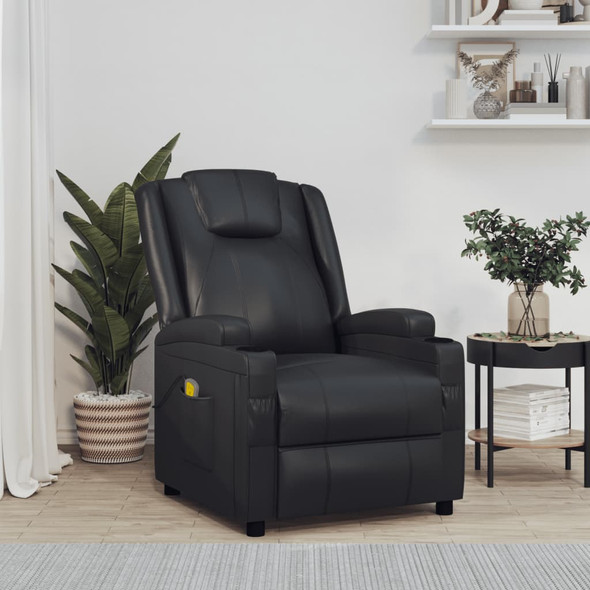 vidaXL Massage Chair Black Faux Leather