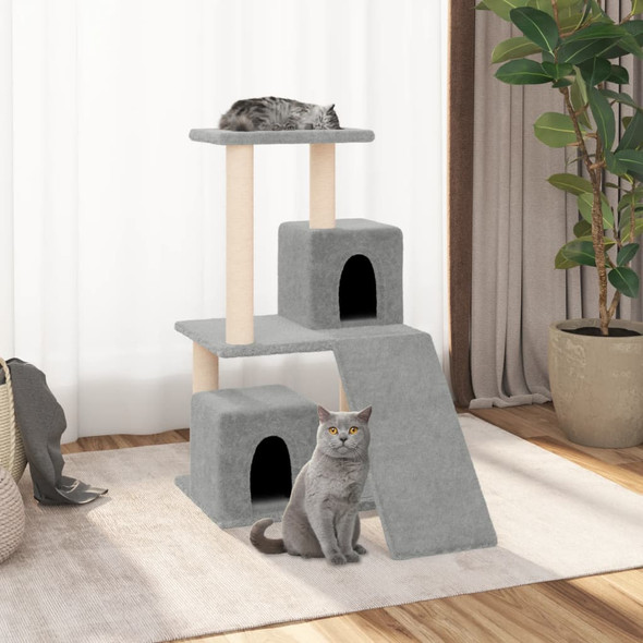 vidaXL Cat Tree with Sisal Scratching Posts Light Grey 82 cm