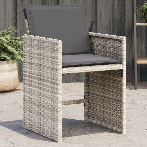 vidaXL Garden Chairs with Cushions 4 pcs Light Grey Poly Rattan