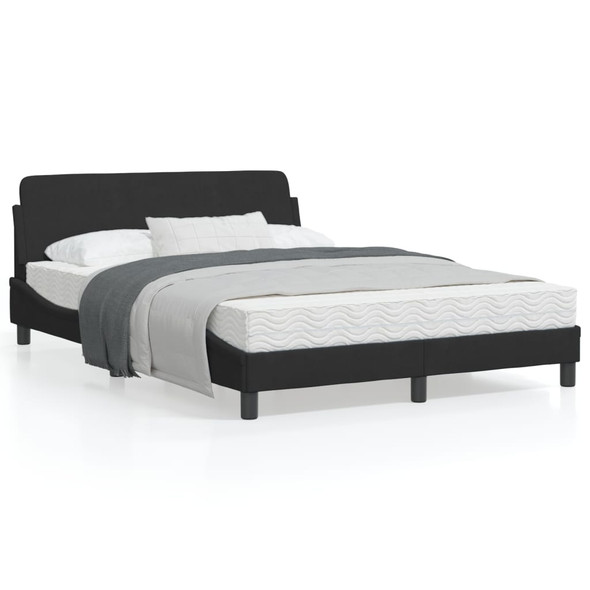 vidaXL Bed Frame with Headboard Black 137x190 cm Velvet