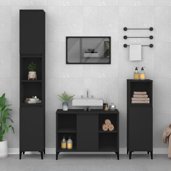 vidaXL Sink Cabinet Black 80x33x60 cm Engineered Wood