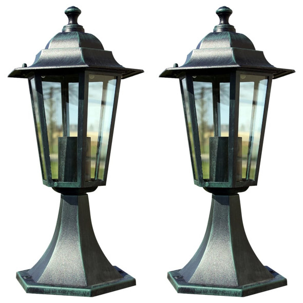 vidaXL Garden Lights 2 pcs Dark Green/Black Aluminium