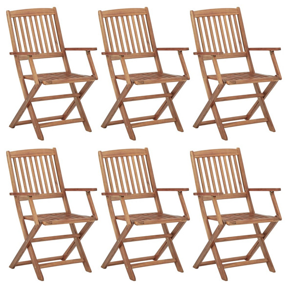 vidaXL Folding Garden Chairs 6 pcs Solid Wood Acacia