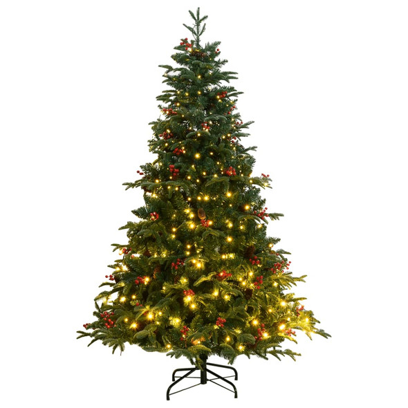 vidaXL Artificial Hinged Christmas Tree 300 LEDs 180 cm