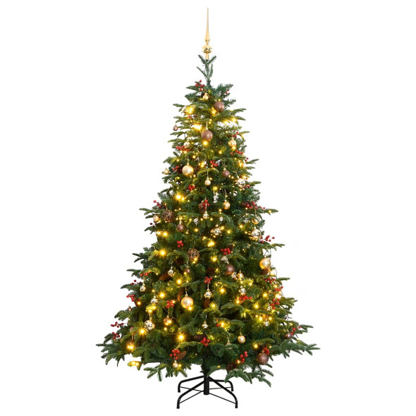 vidaXL Artificial Hinged Christmas Tree with 300 LEDs & Ball Set 180 cm