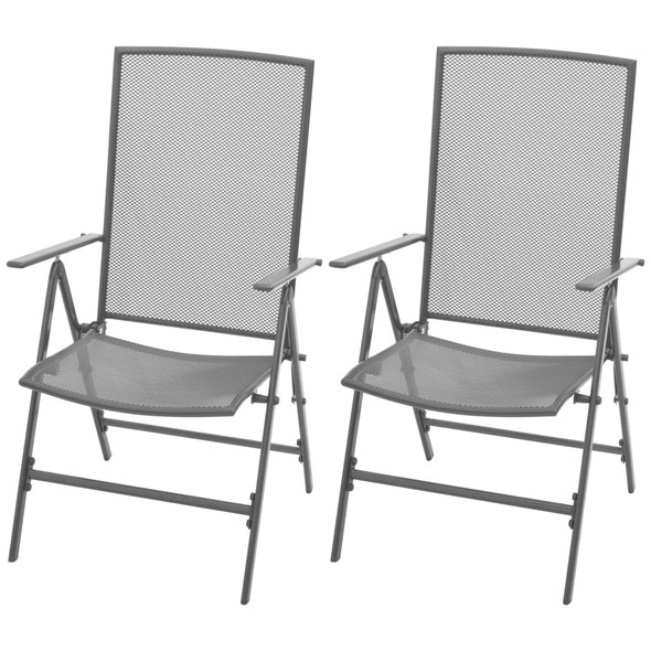 vidaXL Stackable Garden Chairs 2 pcs Steel Grey