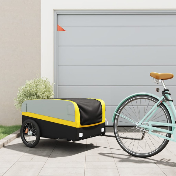 vidaXL Bike Trailer Black and Yellow 45 kg Iron