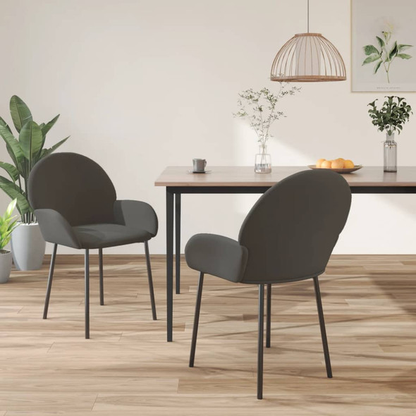 vidaXL Dining Chairs 2 pcs Dark Grey Velvet