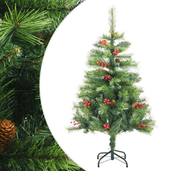 vidaXL Artificial Hinged Christmas Tree with Cones and Berries 150 cm