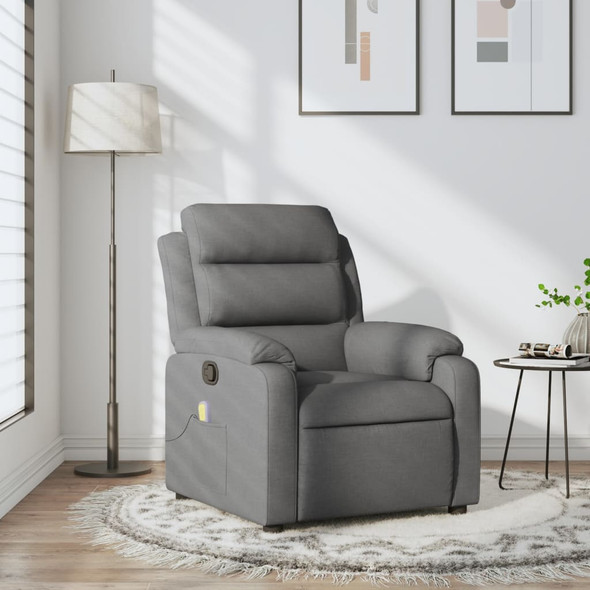 vidaXL Massage Recliner Chair Dark Grey Fabric