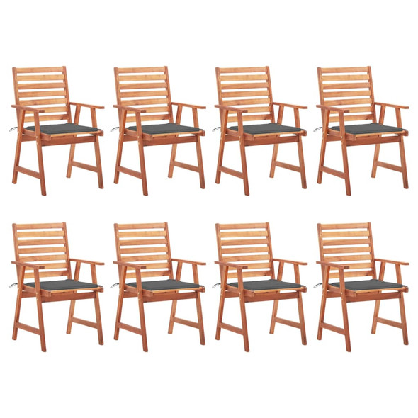 vidaXL Outdoor Dining Chairs 8 pcs with Cushions Solid Acacia Wood