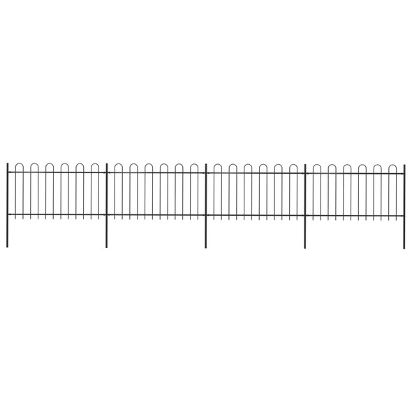 vidaXL Garden Fence with Hoop Top Steel 6.8 m Black