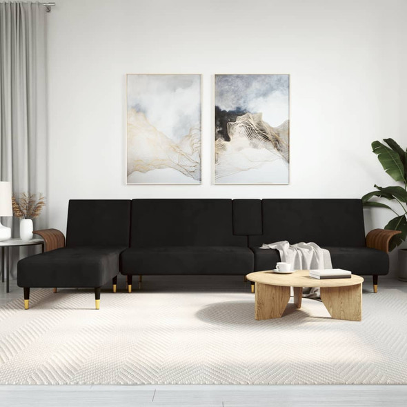 vidaXL L-shaped Sofa Black 279x140x70 cm Velvet