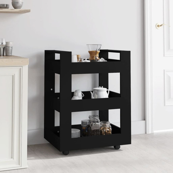 vidaXL Kitchen Trolley Black 60x45x80 cm Engineered Wood