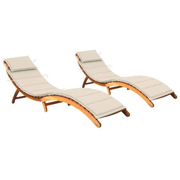 vidaXL Sun Loungers 2 pcs with Cushions Solid Wood Acacia