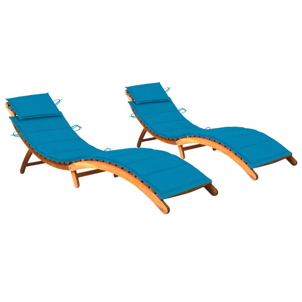 vidaXL Sun Loungers 2 pcs with Cushions Solid Wood Acacia