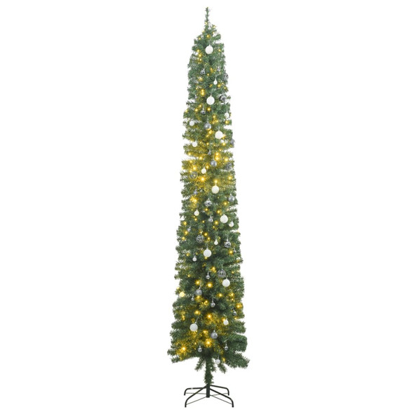 vidaXL Slim Christmas Tree 300 LEDs & Ball Set 300 cm