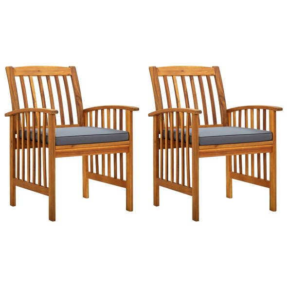 vidaXL Garden Dining Chairs 2 pcs with Cushions Solid Acacia Wood