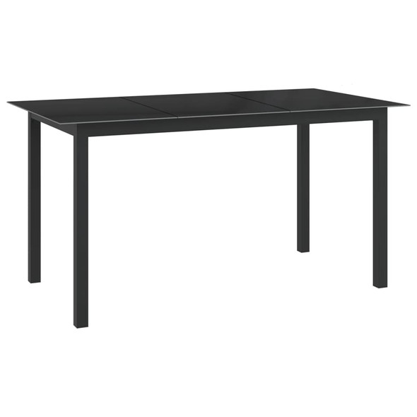 vidaXL Garden Table Black 150x90x74 cm Aluminium and Glass