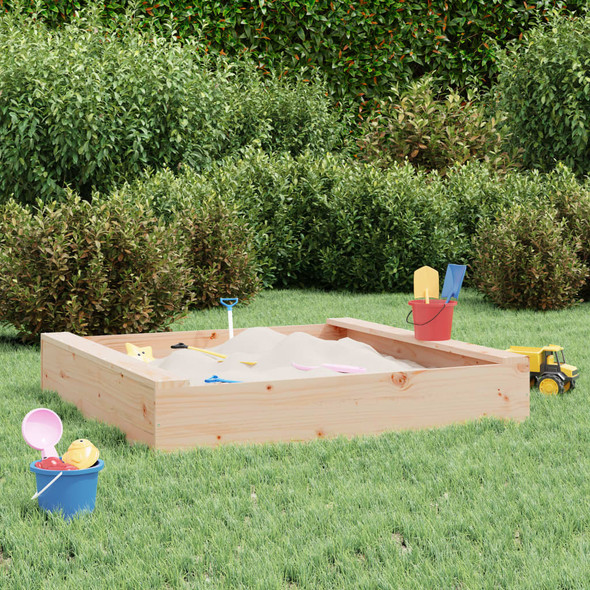 vidaXL Sandbox with Seats Square Solid Wood Pine