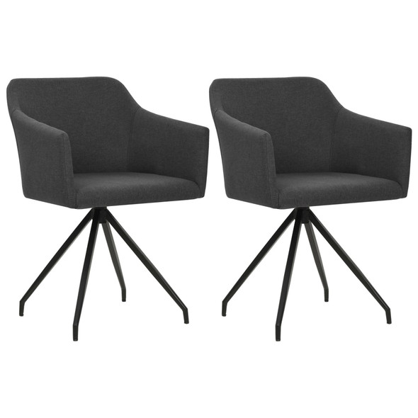 vidaXL Swivel Dining Chairs 2 pcs Dark Grey Fabric