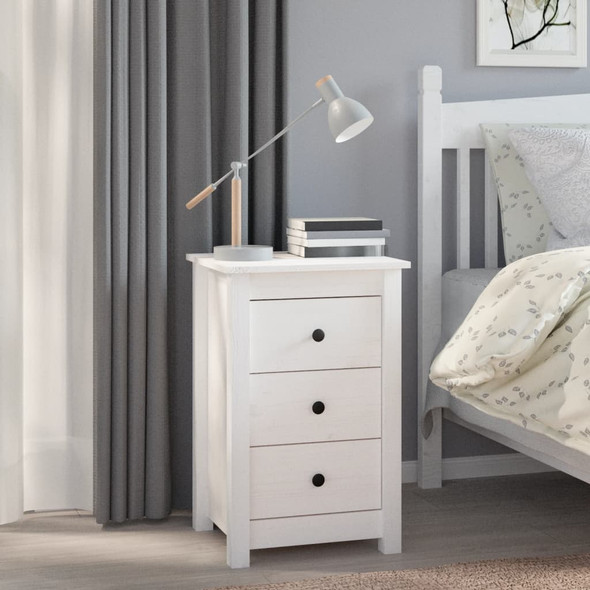 vidaXL Bedside Cabinet White 40x35x61.5 cm Solid Wood Pine