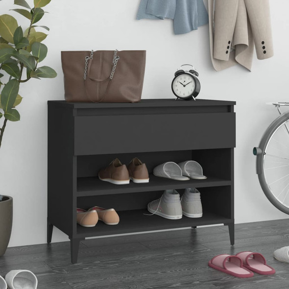 vidaXL Shoe Cabinet Black 70x36x60 cm Engineered Wood