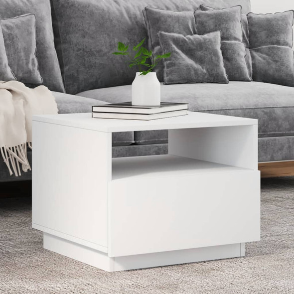 vidaXL Coffee Table with LED Lights White 50x49x40 cm