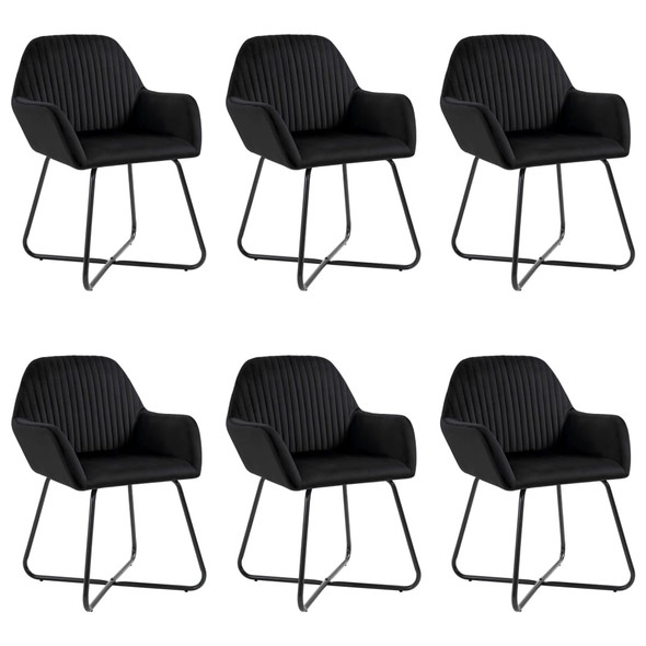 vidaXL Dining Chairs 6 pcs Black Velvet