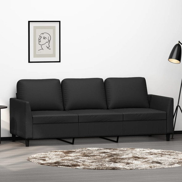 vidaXL 3-Seater Sofa Black 180 cm Faux Leather