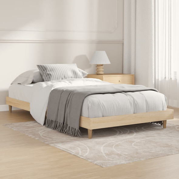 vidaXL Bed Frame Sonoma Oak 92x187 cm Single Size Engineered Wood