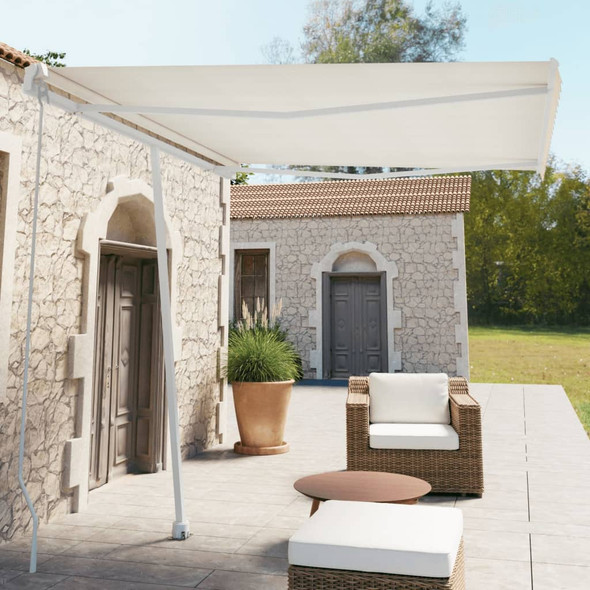 vidaXL Freestanding Manual Retractable Awning 300x250 cm Cream