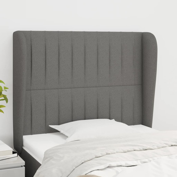 vidaXL Headboard with Ears Dark Grey 103x23x118/128 cm Fabric