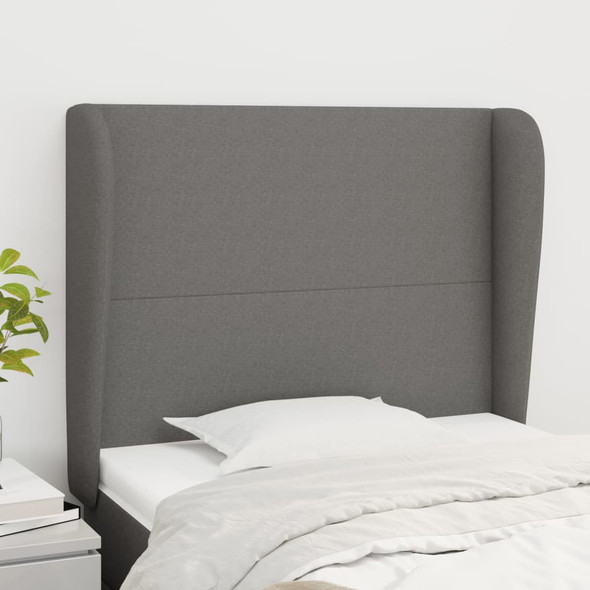 vidaXL Headboard with Ears Dark Grey 103x23x118/128 cm Fabric