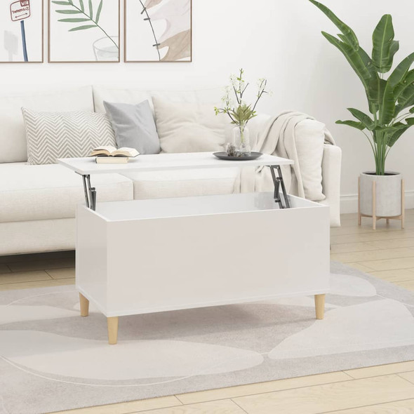 vidaXL Coffee Table High Gloss White 90x44.5x45 cm Engineered Wood