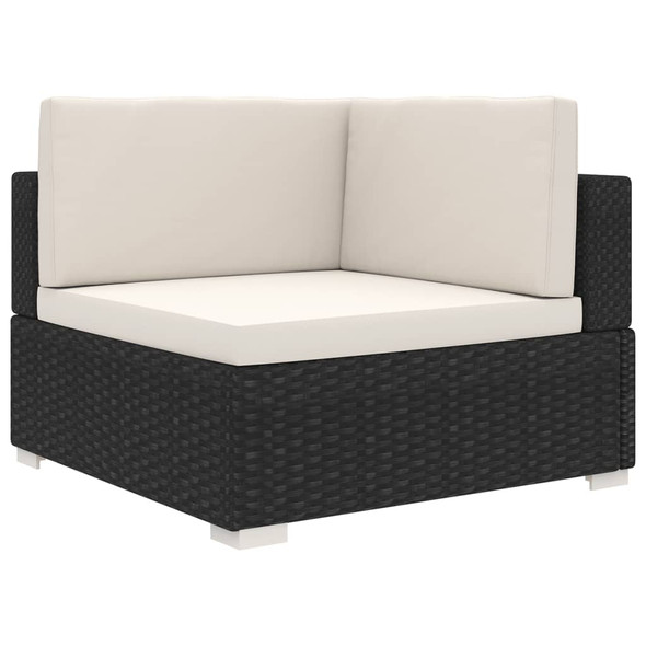 vidaXL Sectional Corner Chair 1 pc with Cushions Poly Rattan Black