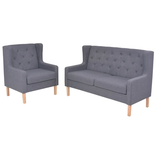 vidaXL Sofa Set 2 Pieces Fabric Grey