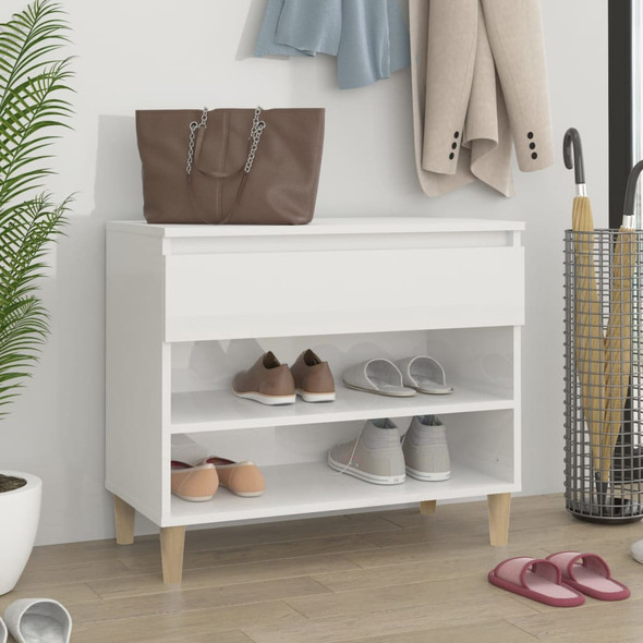 vidaXL Shoe Cabinet High Gloss White 70x36x60 cm Engineered Wood