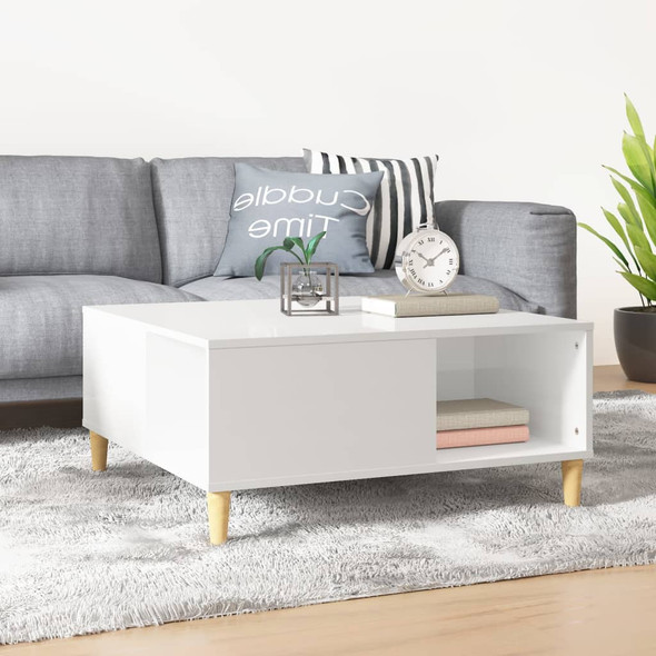 vidaXL Coffee Table High Gloss White 80x80x36.5 cm Engineered Wood