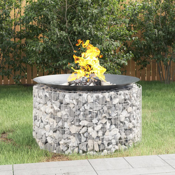 vidaXL Gabion Fire Pit Ø 100 cm Galvanised Iron