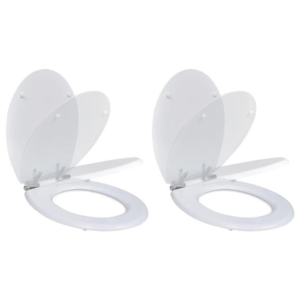 vidaXL Toilet Seats with Soft Close Lids 2 pcs MDF White