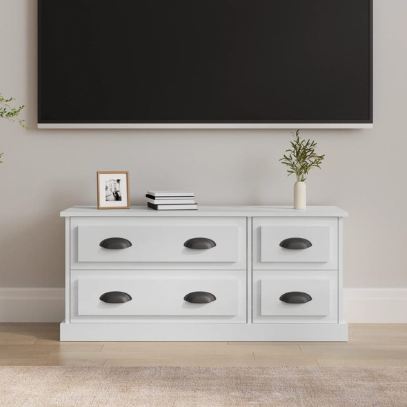 vidaXL TV Cabinet High Gloss White 100x35.5x45 cm Engineered Wood