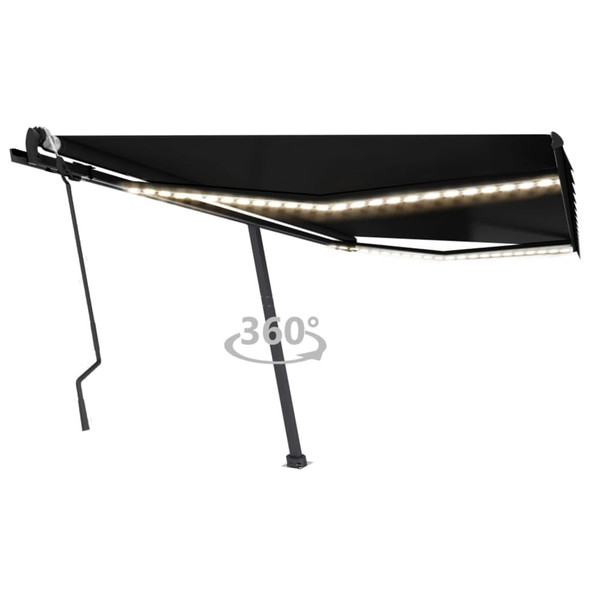 vidaXL Manual Retractable Awning with LED 400x300 cm Anthracite