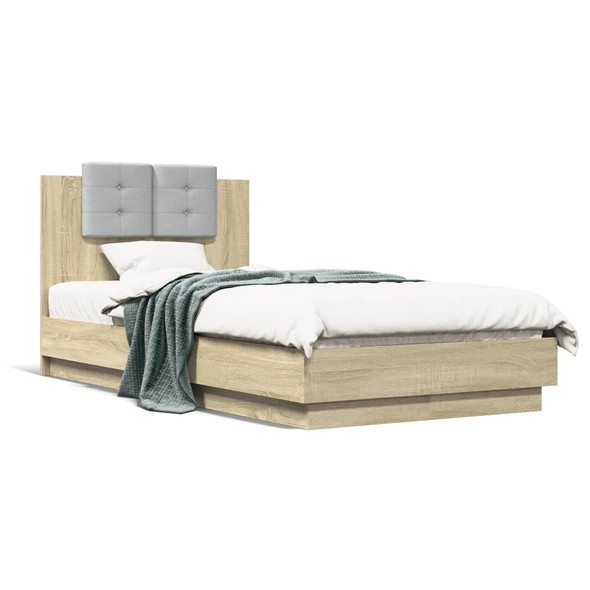 vidaXL Bed Frame with Headboard Sonoma Oak 90x190 cm Engineered Wood