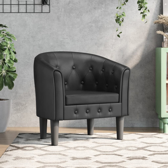 vidaXL Tub Chair Black Faux Leather