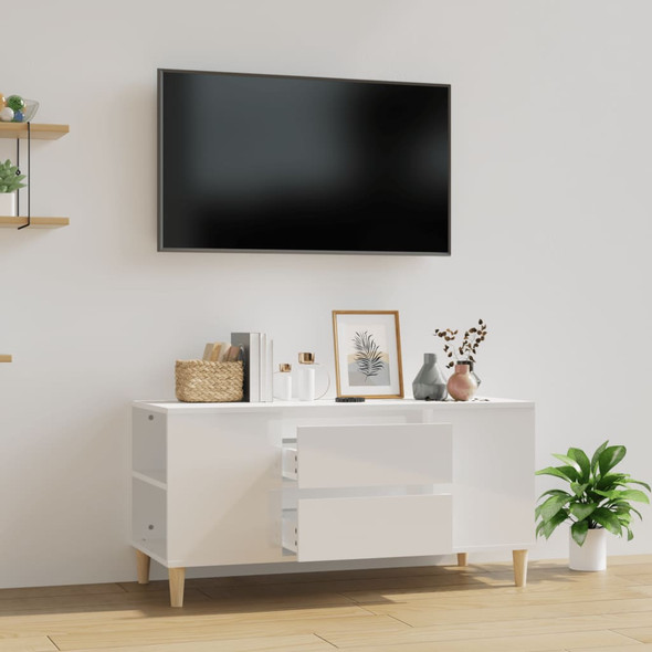 vidaXL TV Cabinet High Gloss White 102x44.5x50 cm Engineered Wood