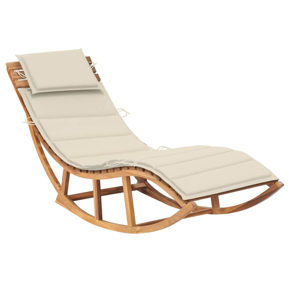 vidaXL Rocking Sun Lounger with Cushion Solid Teak Wood