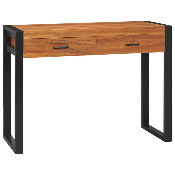 vidaXL Desk with 2 Drawers 100x40x75 cm Teak Wood