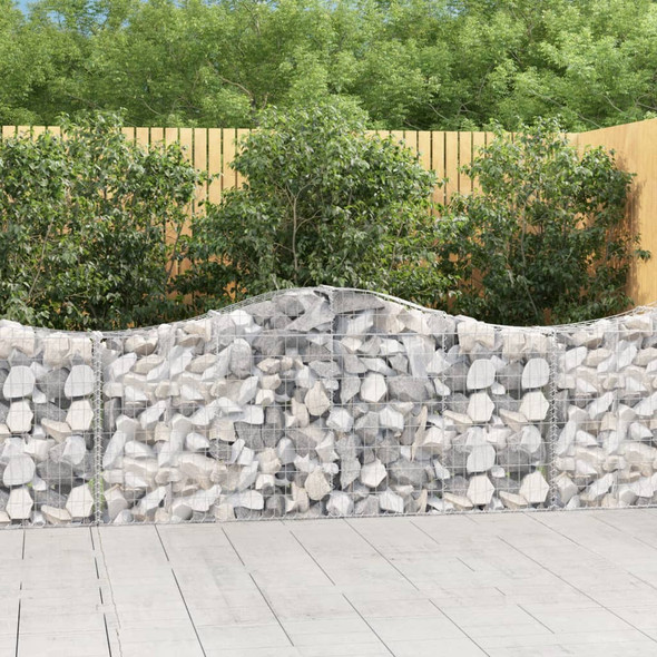 vidaXL Arched Gabion Basket 200x30x80/100 cm Galvanised Iron